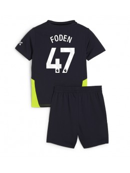 Manchester City Phil Foden #47 Replika Borta Kläder Barn 2024-25 Kortärmad (+ byxor)